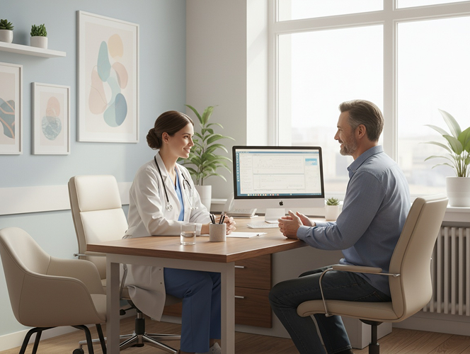 Imagem de um médico sorridente